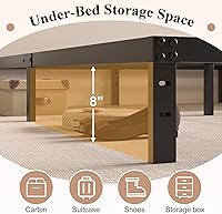 Vista 6 de Base de cama tamaño Queen de 10 pulgadas, no necesita somier, base de colchón de plataforma de metal resistente con listones de acero