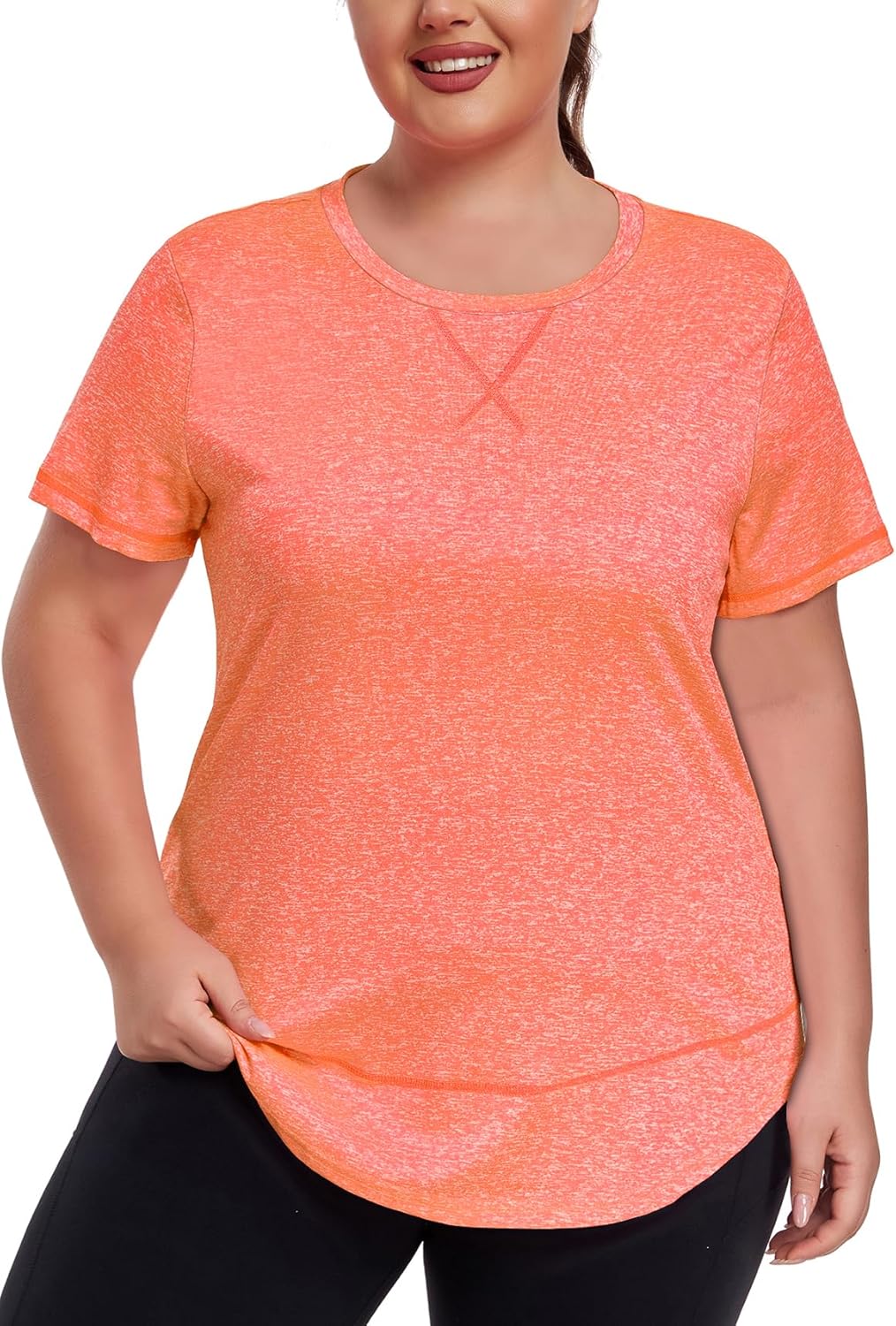 Women's Plus Size Workout Tops Short Sleeve Loose fit Shirts Athletic Gym Yoga Clothing - Image 2