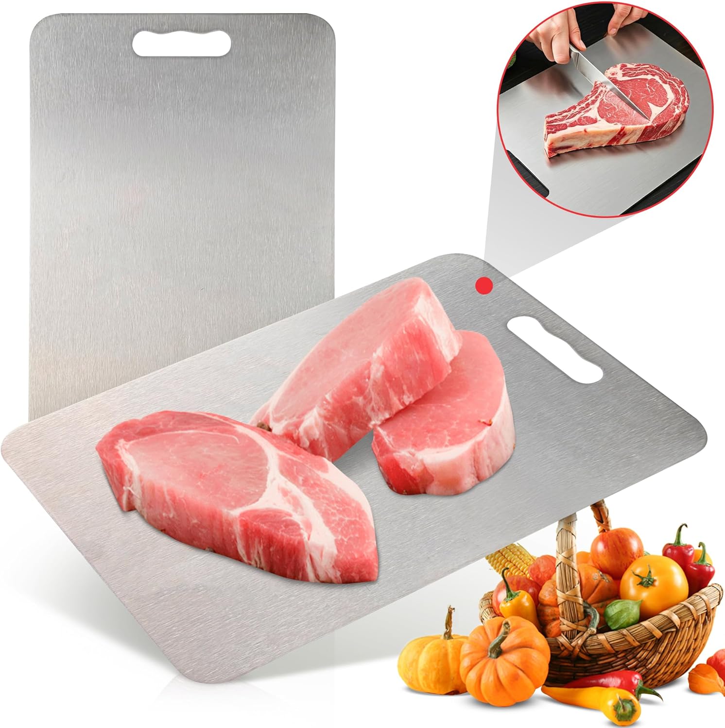 Titanium Cutting Board – 100% Pure Titanium Cutting Surface for Kitchen, Easy to Clean, Double-Sided and Durable – Perfect for Meats, Fruits, Vegetables – Dishwasher Safe (18 X 12)