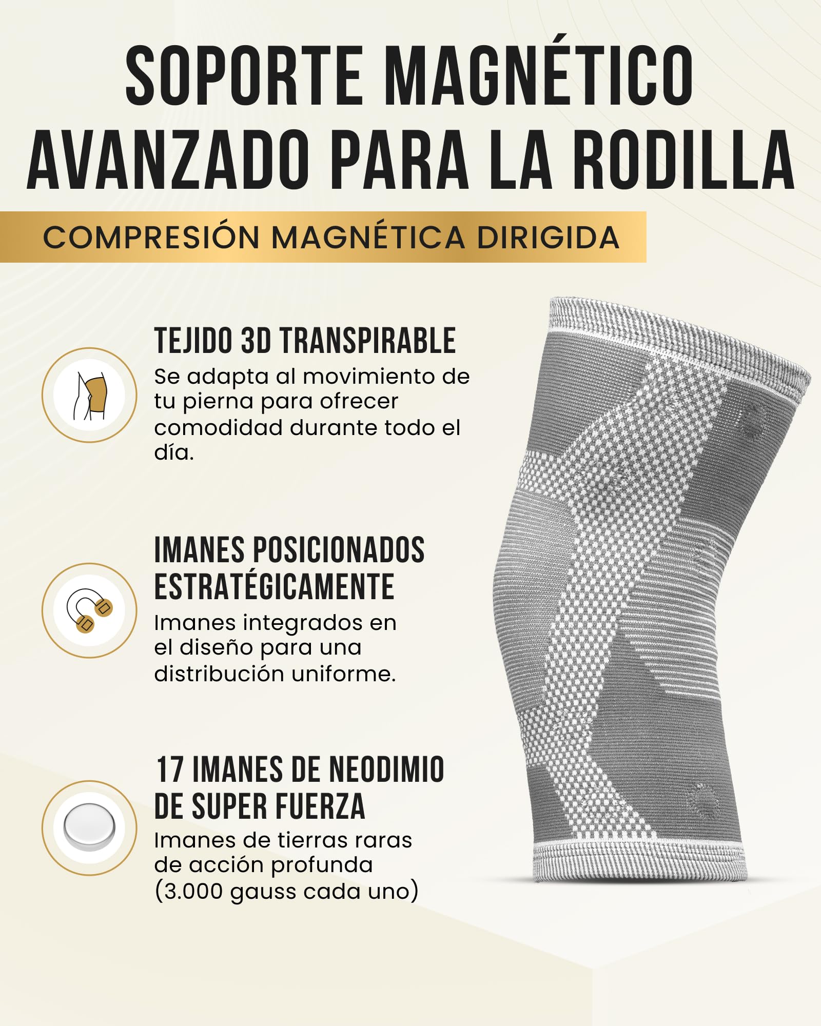 MagnetRX® Rodillera Compresión Magnética - Pack de 2 Rodilleras Ortopédicas con 17 Imanes de Neodimio para el Dolor de Rodilla Tendinitis y Artritis - Sujeción Rodilla con Magnetoterapia - Talla L