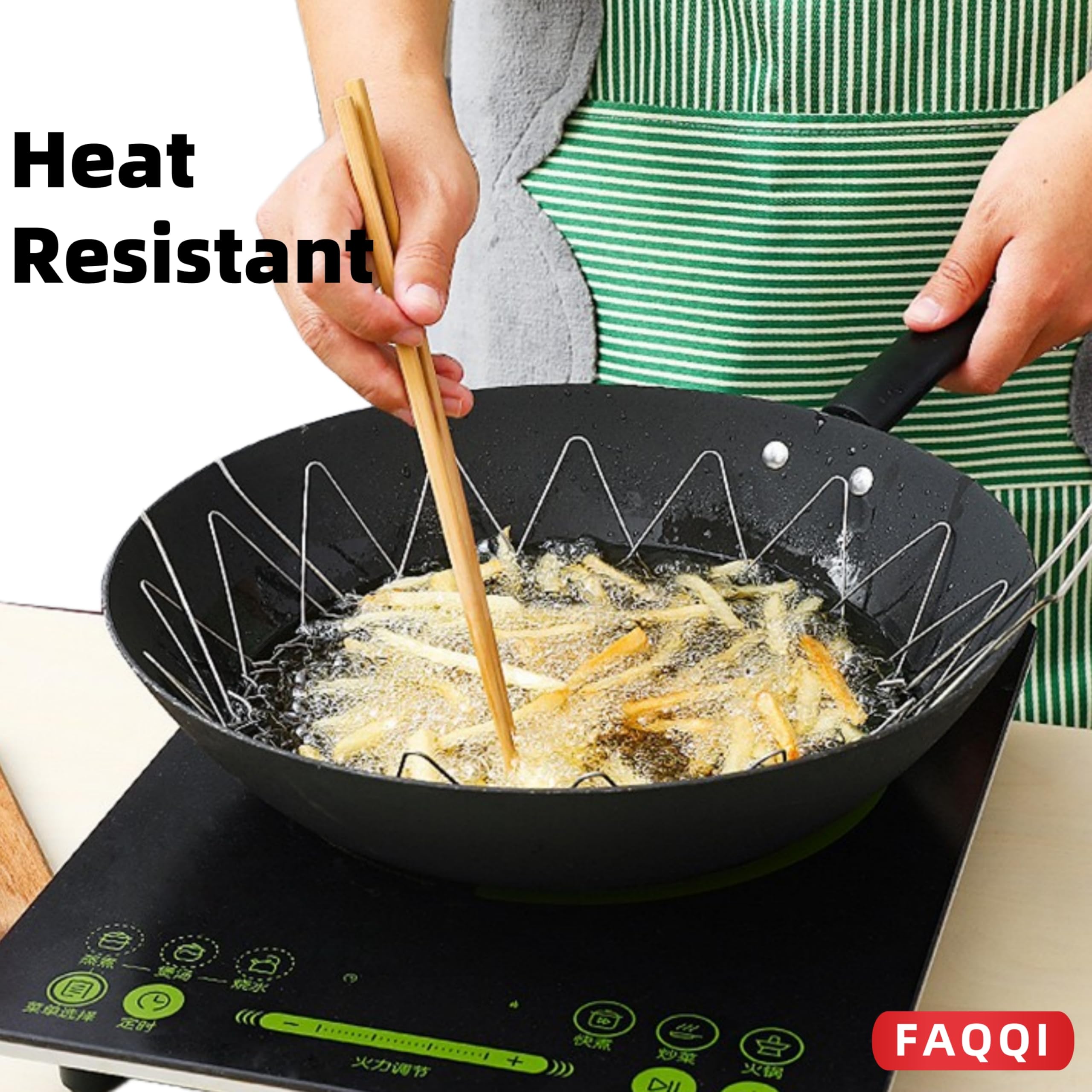 Foldable Stainless Steel Steam Fry Cooking Mesh Strainer – Versatile Kitchen Tool for Frying, Steaming, and Straining, 23x12x16cm