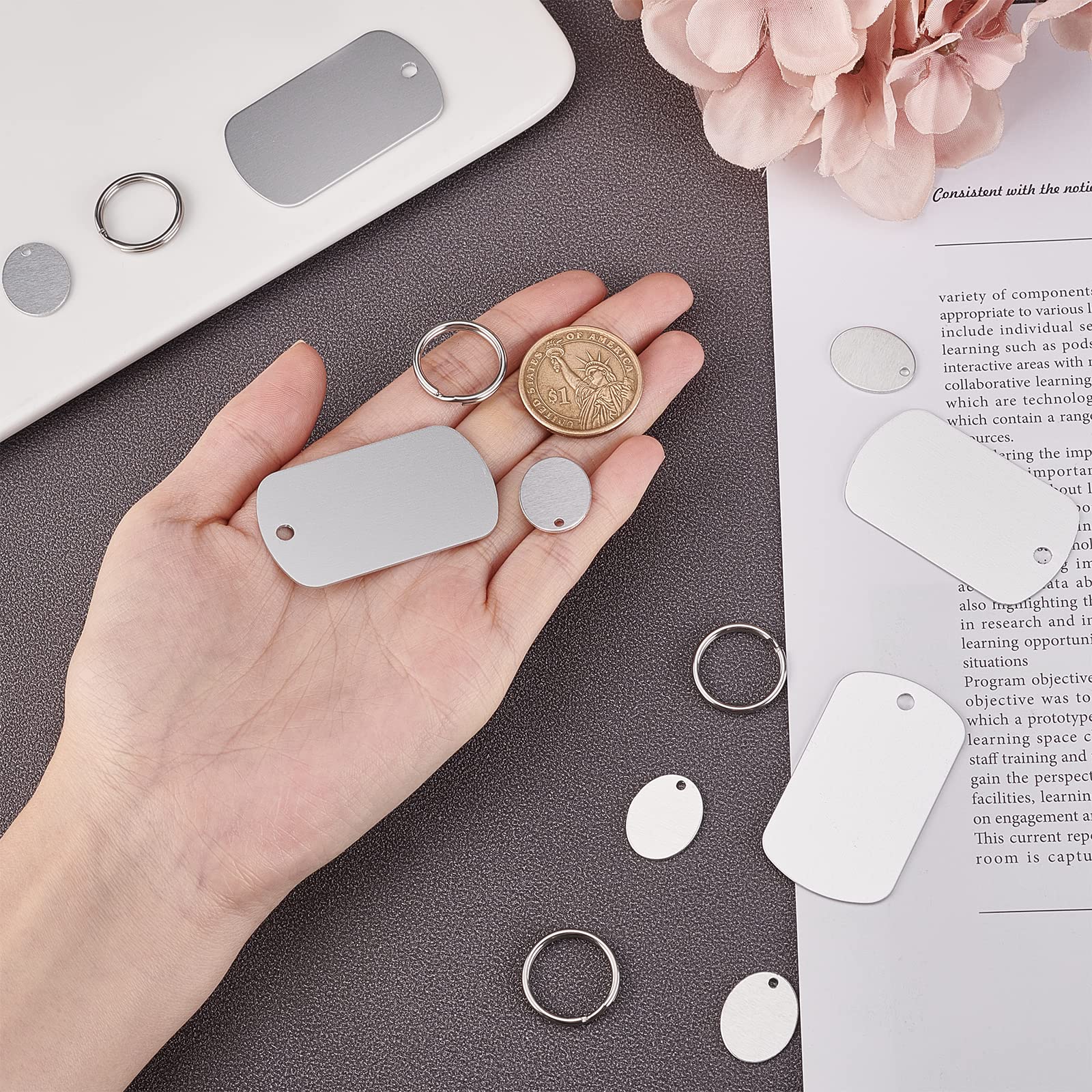 QUARKZMAN Runde Anhänger-Blanko-Schale, 50 Stück 10mm - Edelstahl-Fassungen für DIY-Basteln und Schlüsselanhänger-Herstellung (Silber