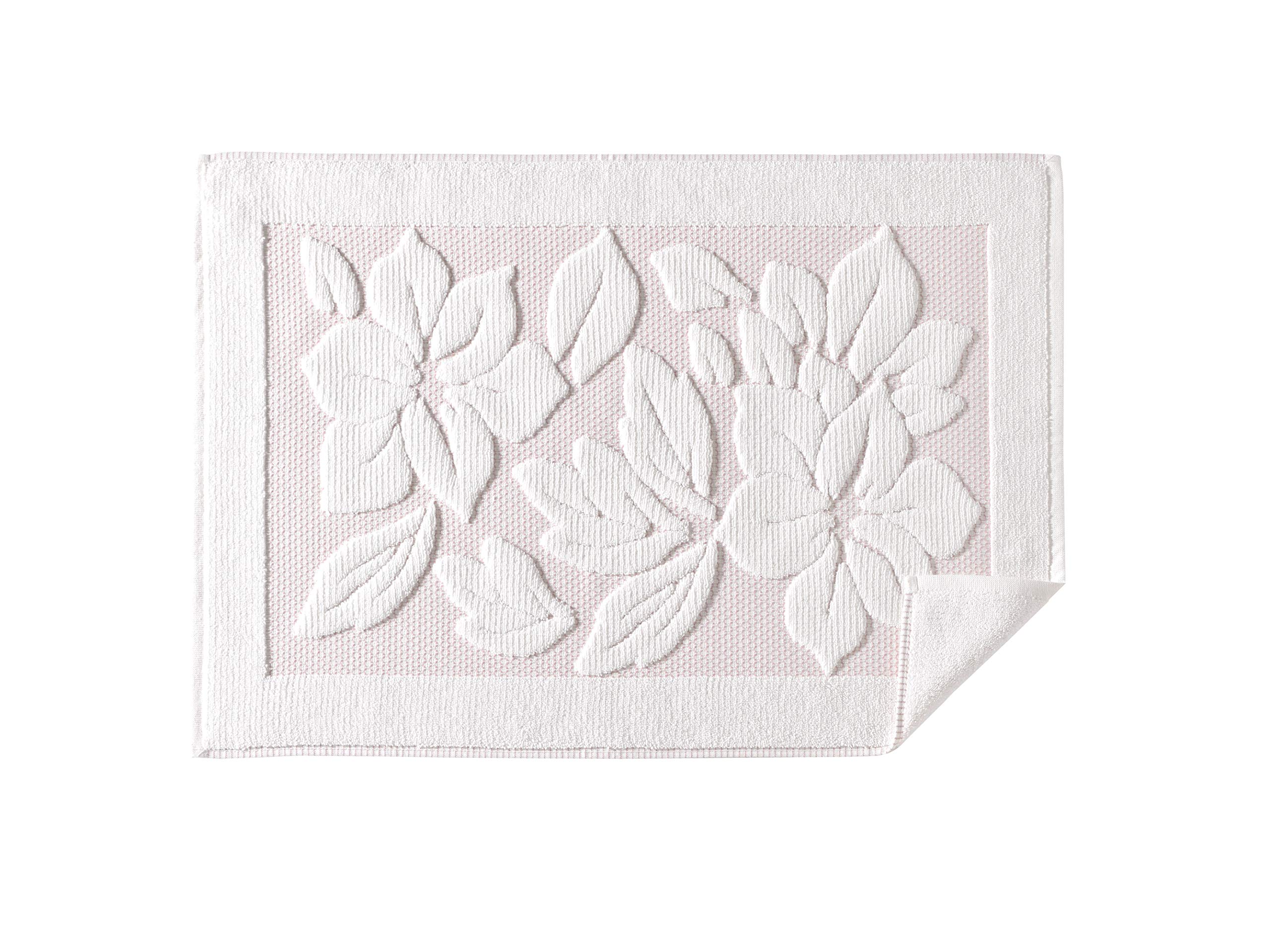 Bath Mat - Bath Rug - Bath Mats for Bathroom - Washable Shower Mats - Sink Floor Towels - 100% Turkish Cotton Bathroom Mats (1, Cream with Pink Lines)