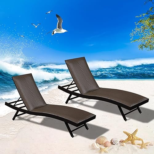 Miniatura 7 de Domi - Juego de 3 tumbonas para exteriores, de aluminio, acolchadas, de espuma de secado rápido, con respaldo ajustable para playa, piscina, césped,