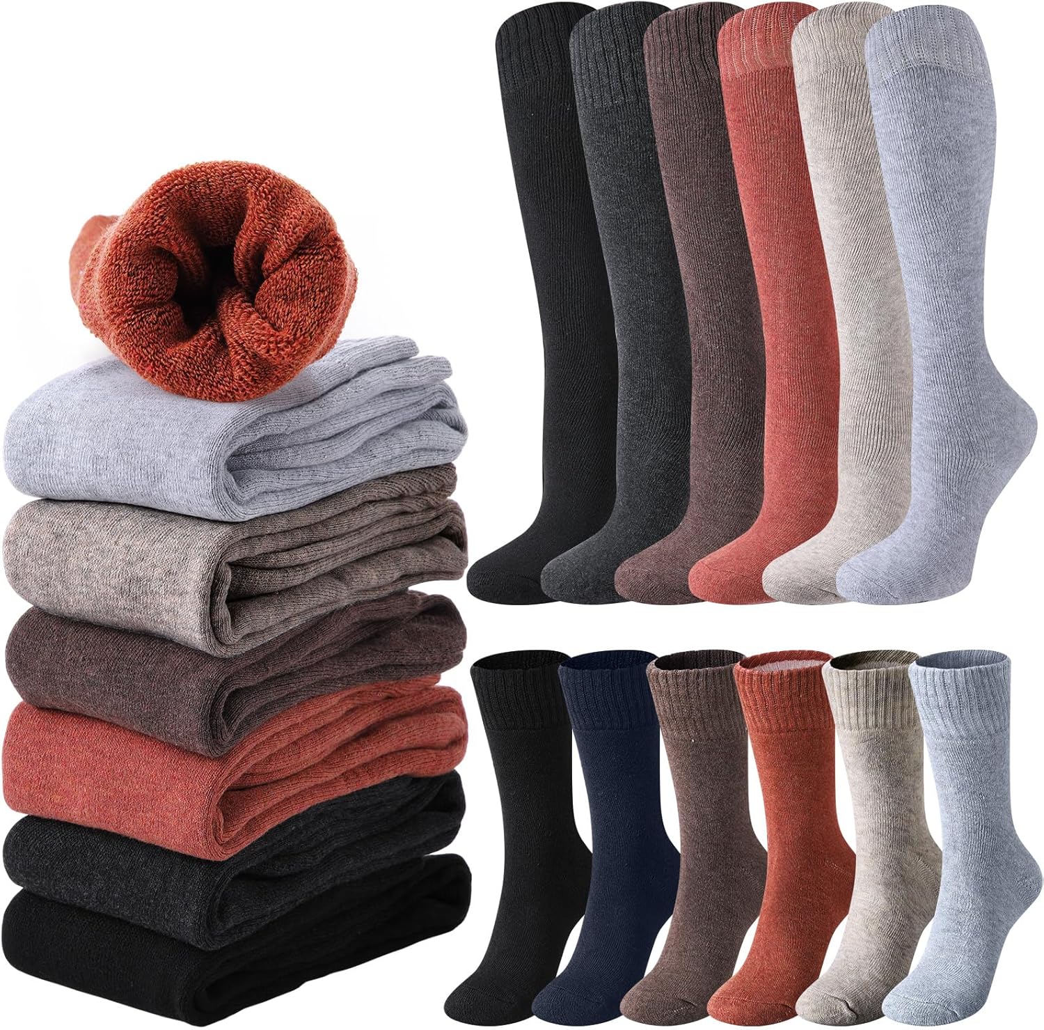 Women Warm Long Winter Sock Midcalf Stocking Kneehigh Thermal Boot Crew Socks Casual Cute Winter Clothing Gifts
