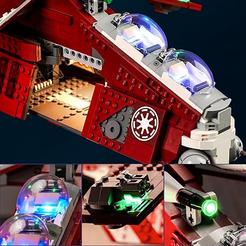 Miniatura 5 de BrickBling Kit de luces para Lego The Clone Wars Coruscant Guard Gunship (sin modelo), luces creativas compatibles con Lego 75354-versión de control