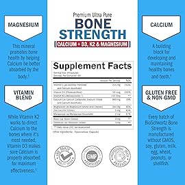 BioSchwartz Bone Strength Supplement - Gentle Non-Constipating Bone Health Supplement for Women & Men with 9-in-1 Complex with Calcium Magnesium Zinc D3 K2 & More - 3rd Party Tested - 2 Months