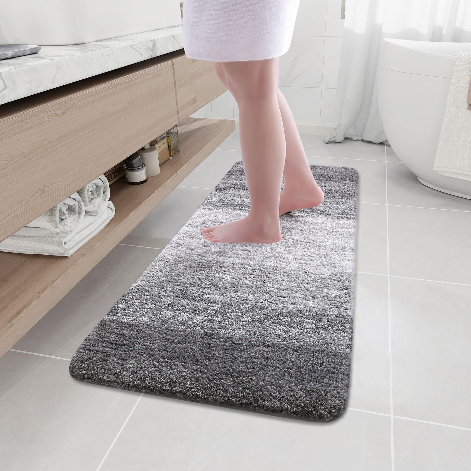 Arotive Microfiber Bathroom Rugs, Shaggy Soft and Absorbent Bath Rug, Non-Slip, Thick Plush Machine Washable Dry Bath Mats for Bathroom, Tub and