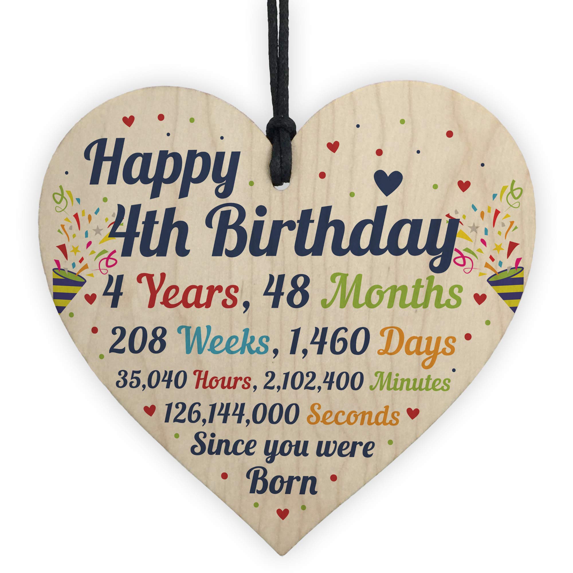 Red Ocean 4th Birthday Gifts 4th Birthday Wood Heart Gift For Baby Child Son Daughter