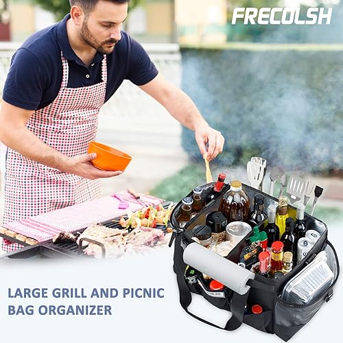 Miniatura 7 de FREECOLSH - Organizador impermeable negro, 16 x 11 x 11 pulgadas, con correa desmontable y almohadilla para el hombro para llevar utensilios y
