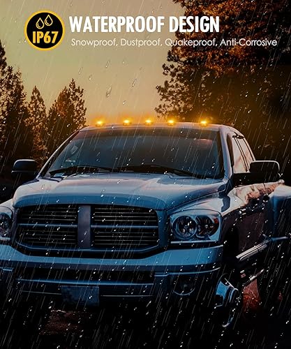 Miniatura 5 de Partsam Luz de marcador de cabina, lente ahumada, forma de ojo ámbar, 13 luces LED para techo de cabina [ajuste universal] compatible con camionetas