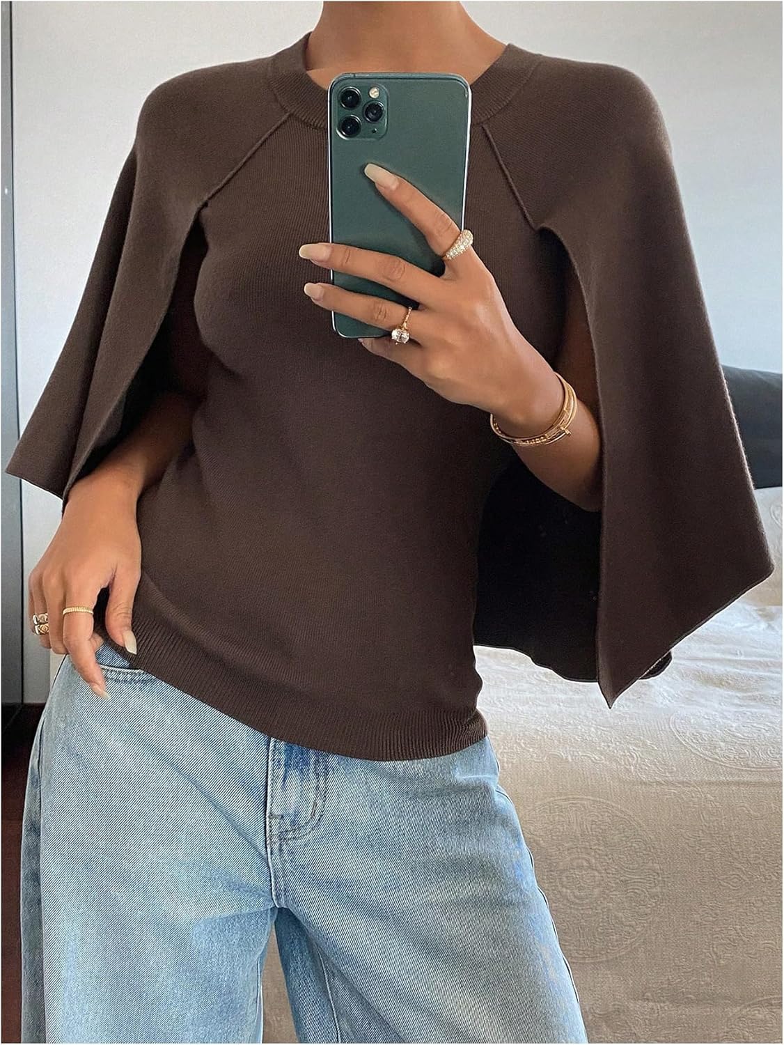 Verdusa Women's Dressy Casual Sweaters Dolman Raglan Sleeve Elegant Pullover Knit Tops - Image 5