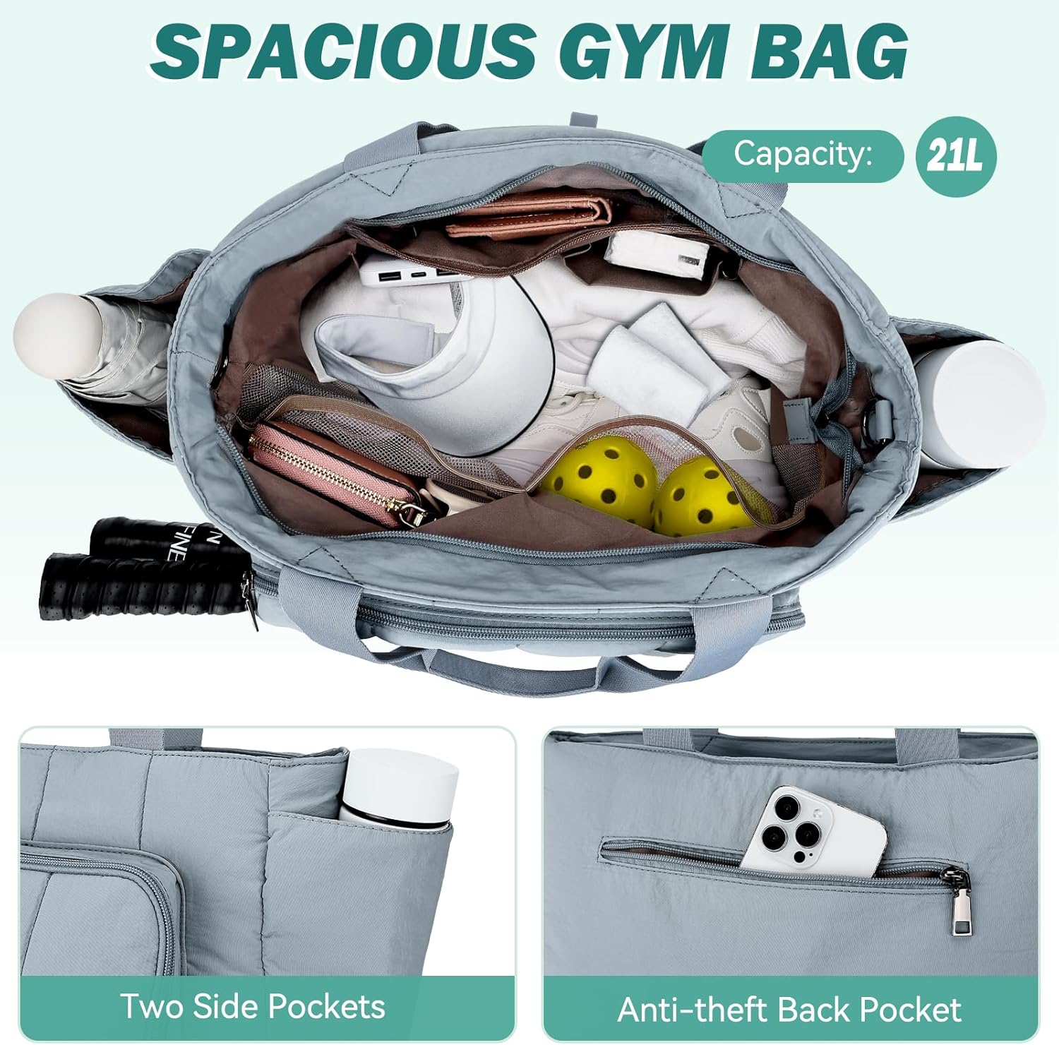 Chase Chic Pickleball Tote Bag for Women,Lightweight Puffer Quilted Pickle Ball Paddle Holder for Gym Sports