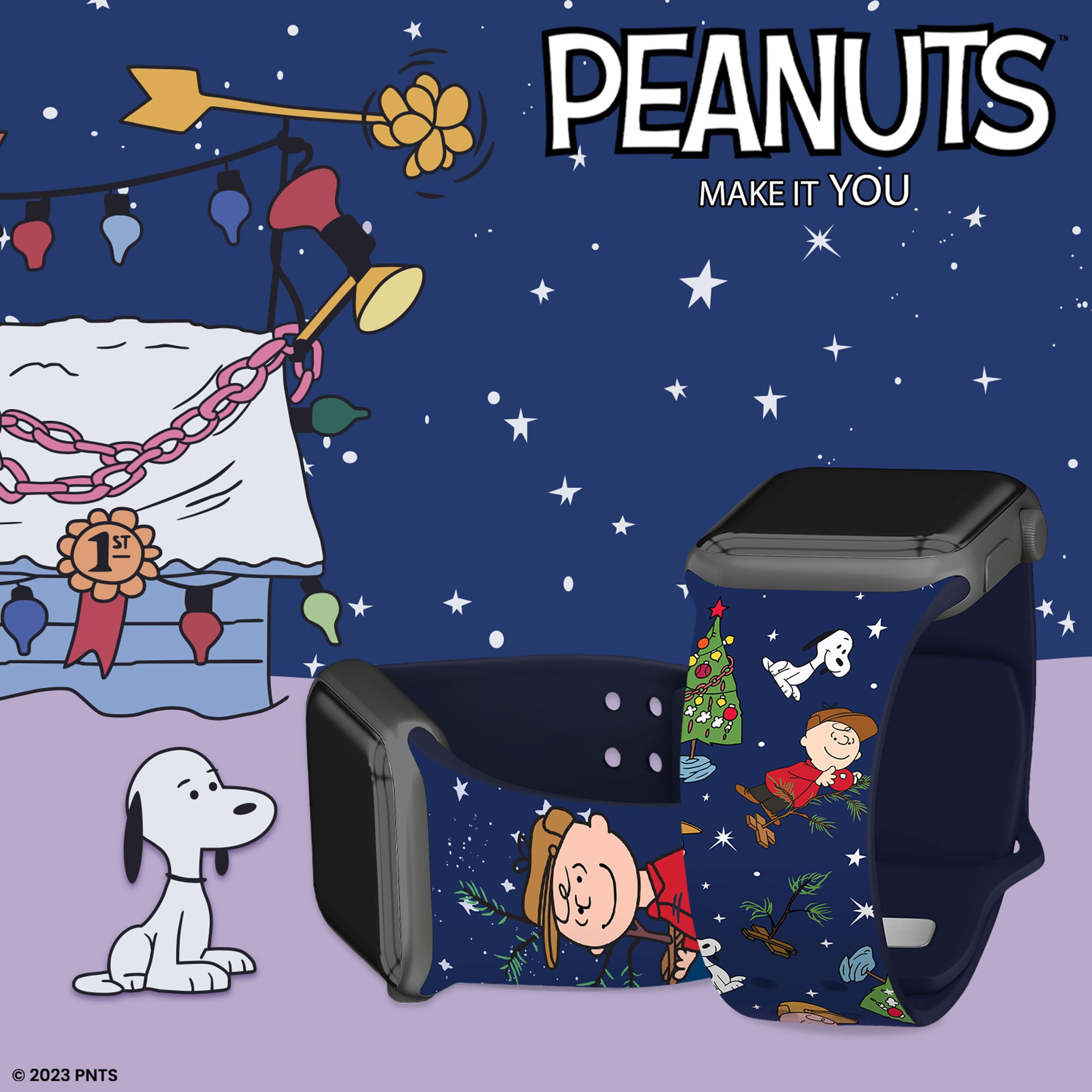 Peanuts Charlie Brown Christmas HD Watch Band Compatible with Apple Watch (38/40/41mm Short Charlie's Tree)