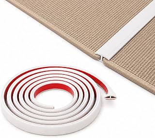 Self Adhesive Carpet Seam Joining Strip, 1 Inch Wide Flexible TPE Carpet Connector Strip for Thin Rugs, Peel and Stick Carpet Gap Cover Trim, Cuttable Rug Edge Transition Strip, White, 18 FT