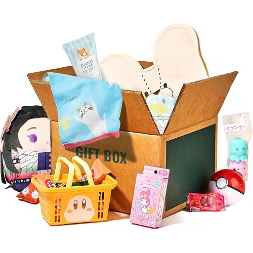 Japan Crate Kawaii Gift Pack - 10+ Piece Japanese Mystery Box for Girls & Boys, Surprise Gift Box for Kids, Includes Kawaii Accessories, Cute Stationery Items, Chocolates, Candies, and More!