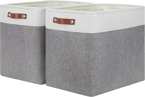 Vista 65 de HNZIGE - Canastas pequeñas de tela para organización (paquete de 6) canastas plegables de almacenamiento para estantes, armarios, lavandería, Asas