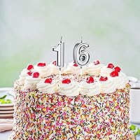 Vista 4 de Velas de cumpleaños número 16, velas con números de pastel de feliz cumpleaños, decoración para suministros de celebración de aniversario de boda