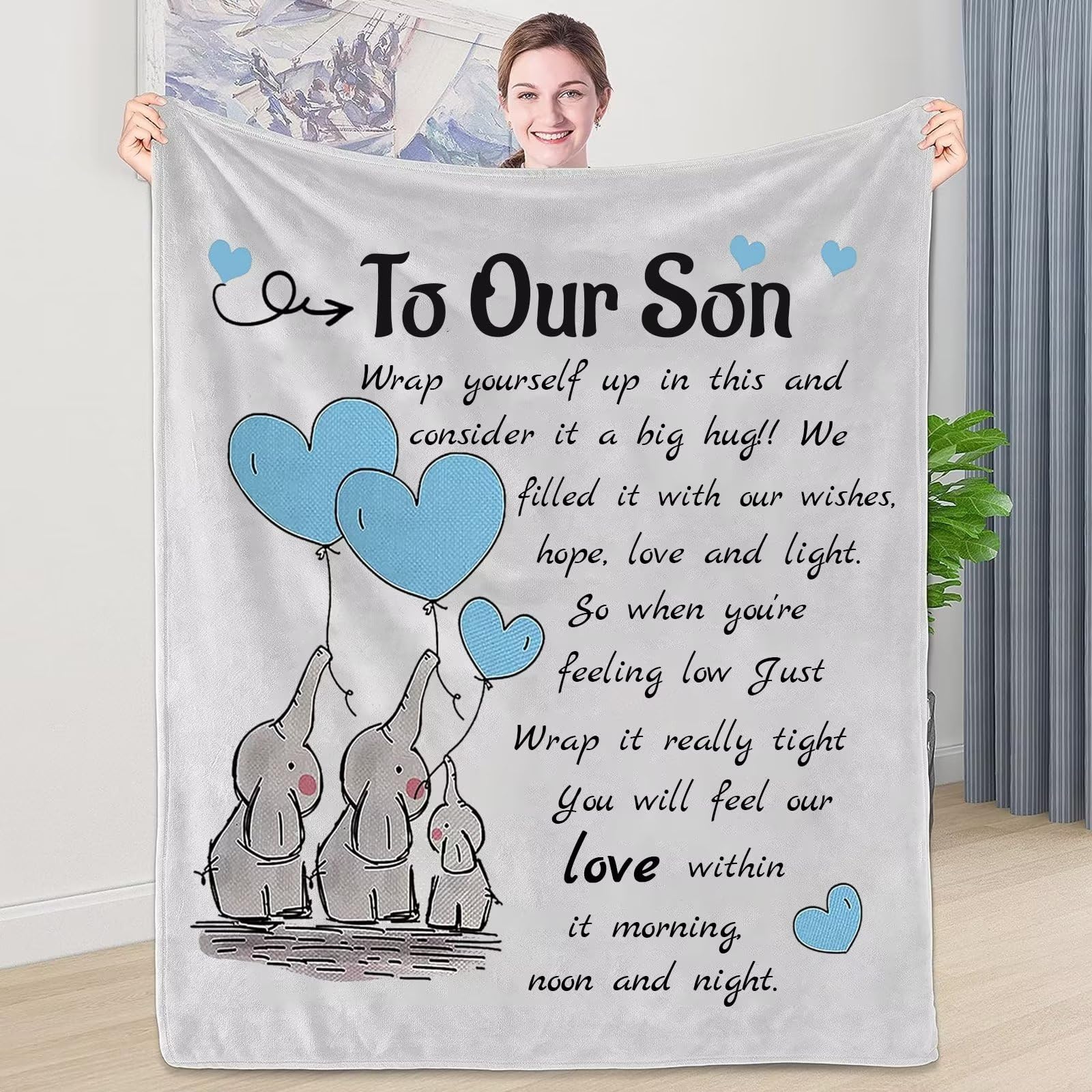 WJMSDK Personalised Elephant Blanket - Gifts for Our Son, Birthday & Special Occasions — image 1