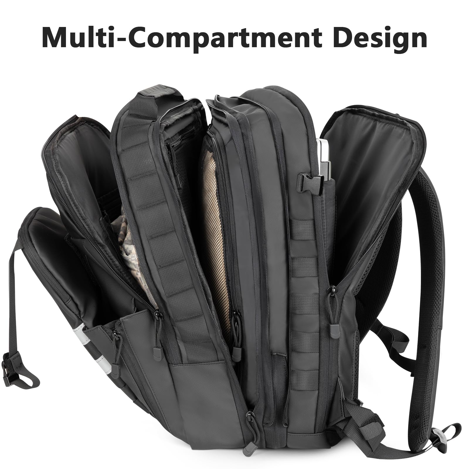 Jueachy Motorrad Rucksack Wasserdicht Herren Damen Motorradhel Backpack | Taktische Motorradrucksack Groß Helmrucksack Reflektierend Black - Ideal Helmtasche Motorrad Zubehör zum Motorradfahren