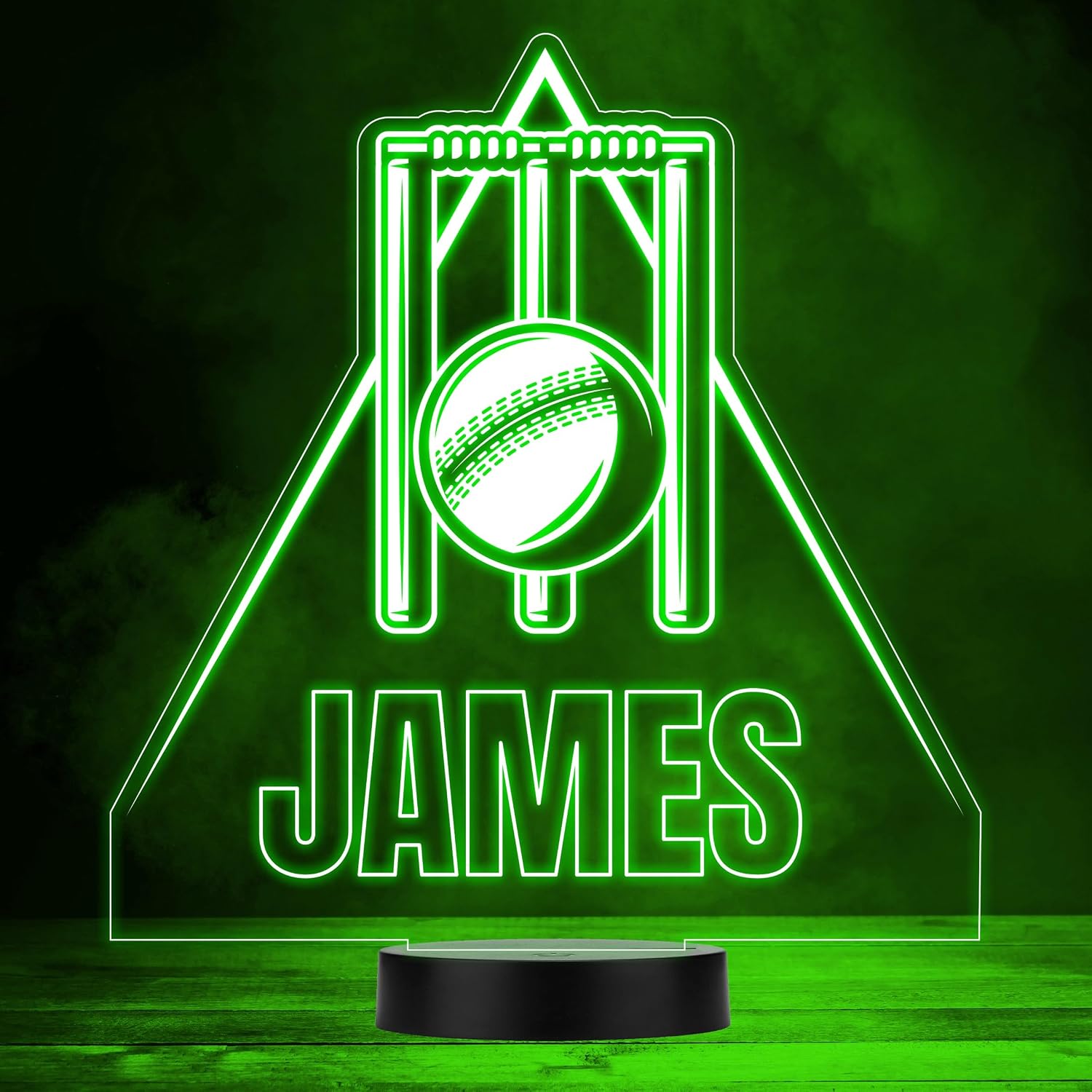 Cricket Stumps & Ball Sports Fan Personalised Gift Colour Changing Night Light | Personalised Gift for Home, Lamp Room D cor | Kids & Adults Night Lights with Name | Personalised Gift for Bedroom |