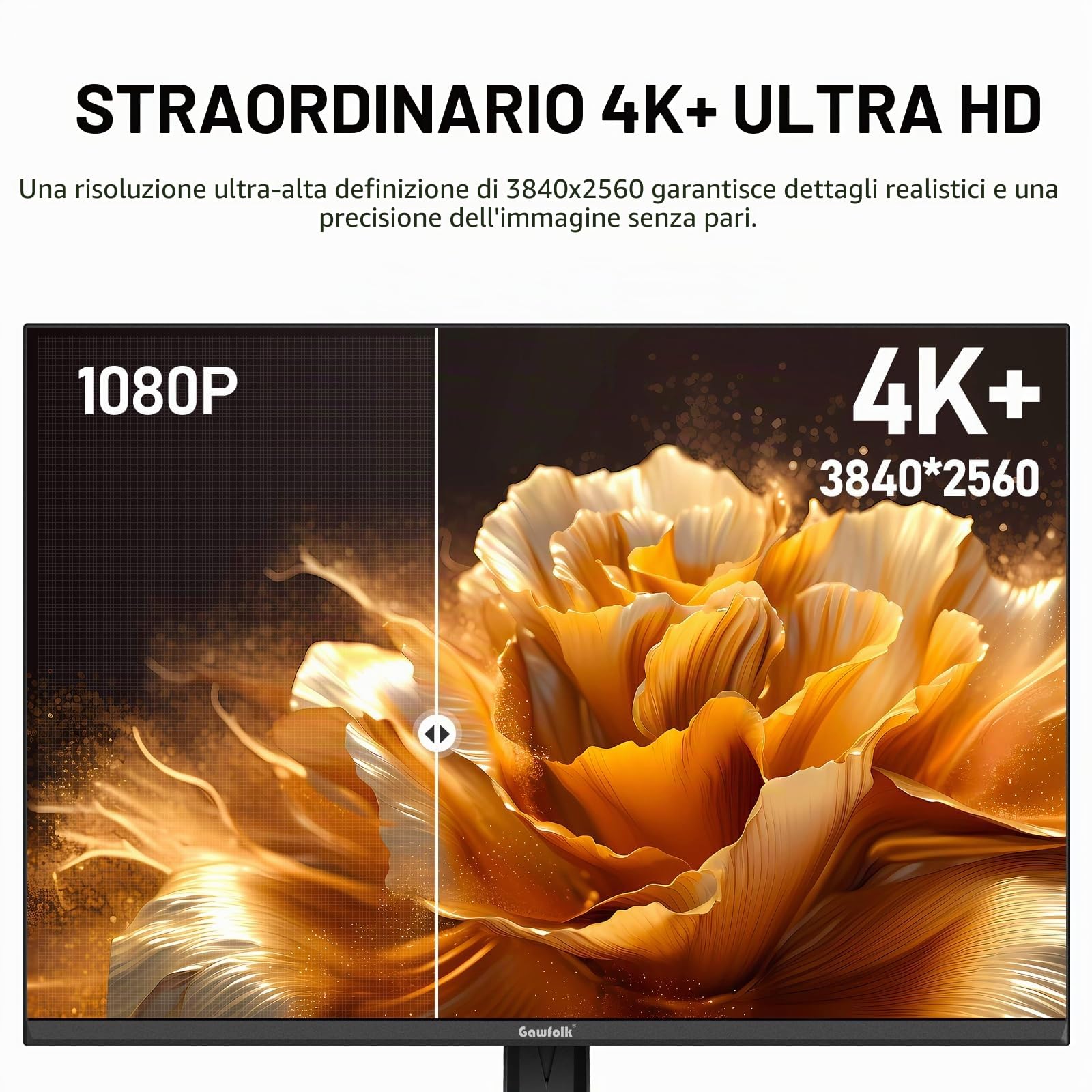 Gawfolk Monitor da gioco 28,5 pollici 4 K 60 Hz, schermo IPS PC con altoparlante 3840 x 2560P, schermo del computer con FreeSync, HDMI, DisplayPort, angolo di visione ampio 178°, supporta VESA 75 x 75