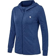 donhobo Women's Running Jackets with Thumb Hole,Long Sleeve Gym Sport Zip Up Hoodie Top Breathable Quick-Dry Tops with Zip Side Pocket