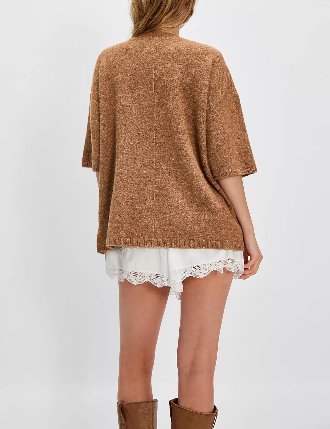 Yeokou Women Short Sleeve Sweaters Casual Oversized Crewneck Soft Knit Pullover Spring Summer Lightweight Sweater Top - Image 3