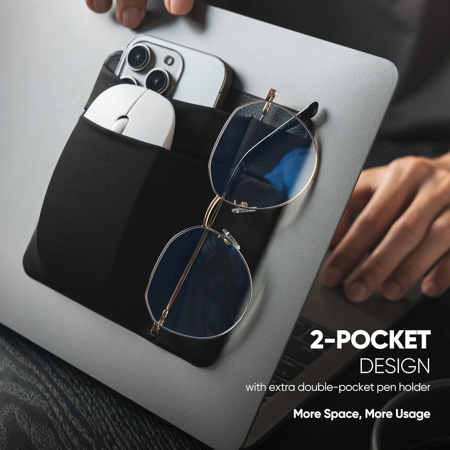 VULKIT 2-Pocket Pouch Holder for Laptop Reusable Adhesive External Hard Drive Carrying Case - Travel Pocket Pouch for External Portable SSD, Magic Mouse, USB Cable and More image 3 of 10 B0F5HDL3ZK