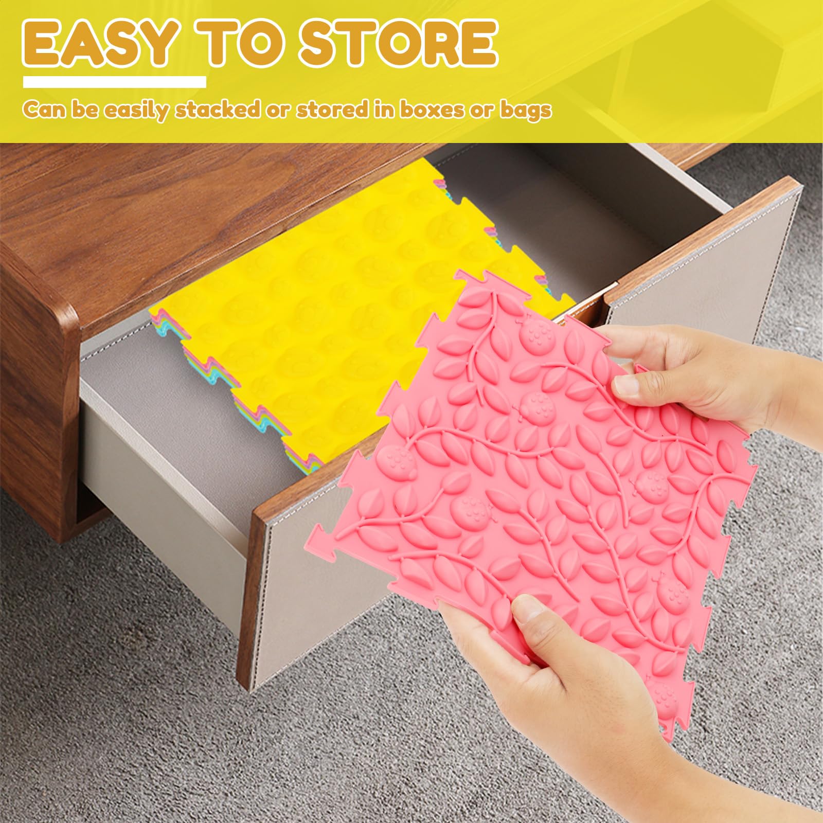 Dalles Sensorielles Tapis De Sol Orthopédique Sensoriel - Jeu Et Santé Pour Enfants Jeu éducatif Motricité