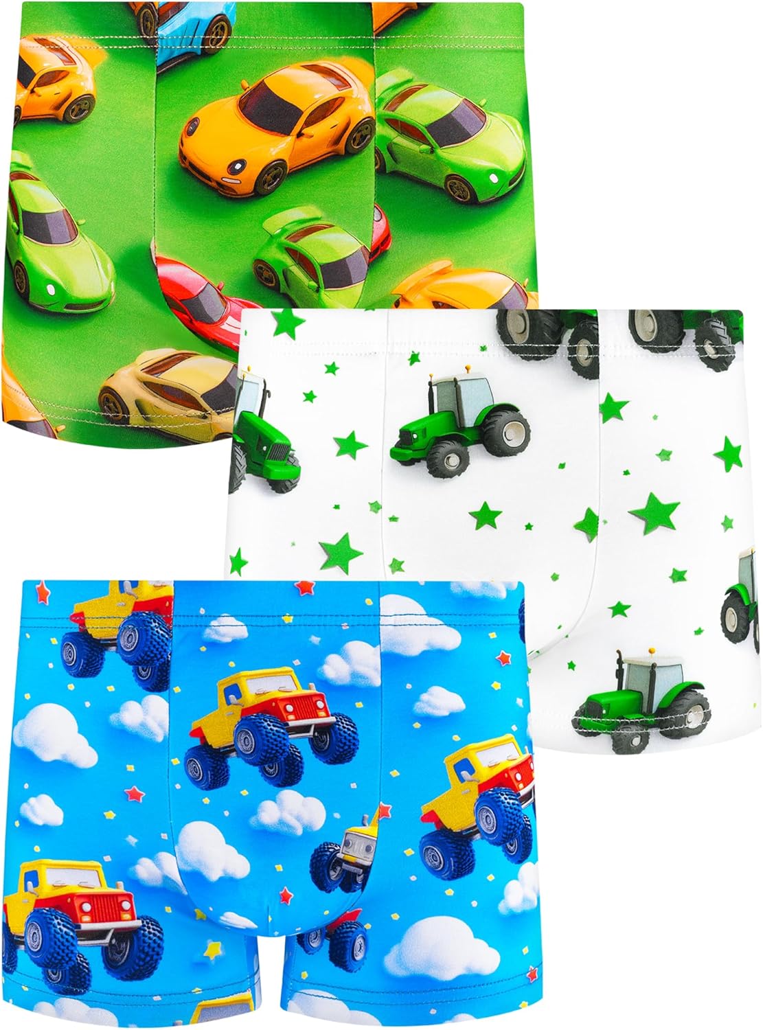 Boys' 3D Underwear,Soft Cotton Tagless Panties for Toddlers & Little Kids' Comfort,Breathable Boxer Briefs,3-Pack