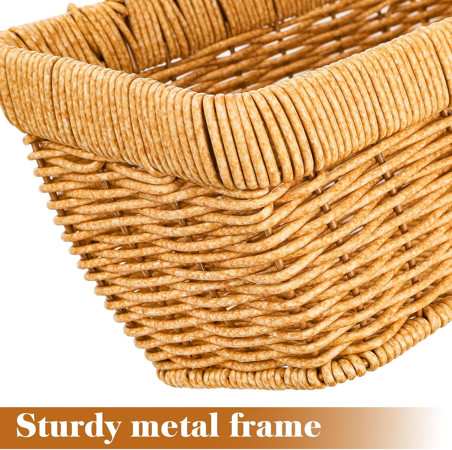 ZEAYEA 2 Pack Cute Small Wall Hanging Basket, Hand-Woven Hanging Organizer Basket for Onion Garlic, Boho Plastic Fruit Storage Baskets with Hanger for Kitchen Bathroom Laundry Living Room Home Decor