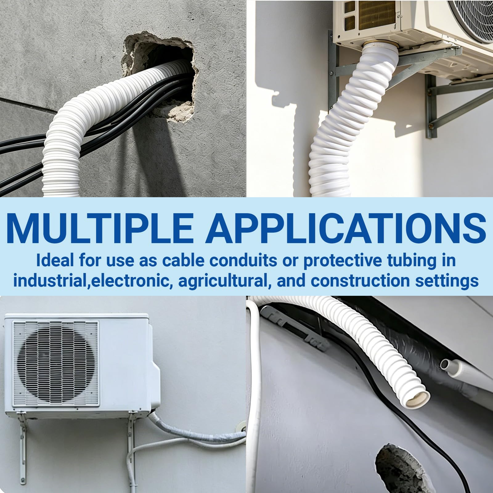 Kondensatschlauch Klimaanlage aus PVC, Kondensatschlauch Ø16mm, UV-beständig Ablaufschlauch Klimaanlage, Zuschneidbar, Flexibler Schlauch für Klimaanlagen, Split-Klimageräte (3M)