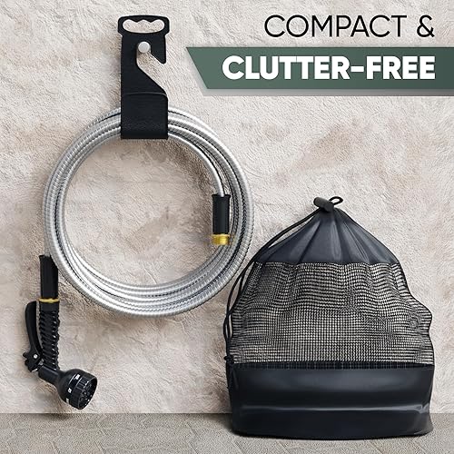 Miniatura 2 de UPKEAP Manguera de jardín resistente de 75 pies, manguera de agua de acero inoxidable con boquilla de 7 funciones, gancho para colgar y bolsa de