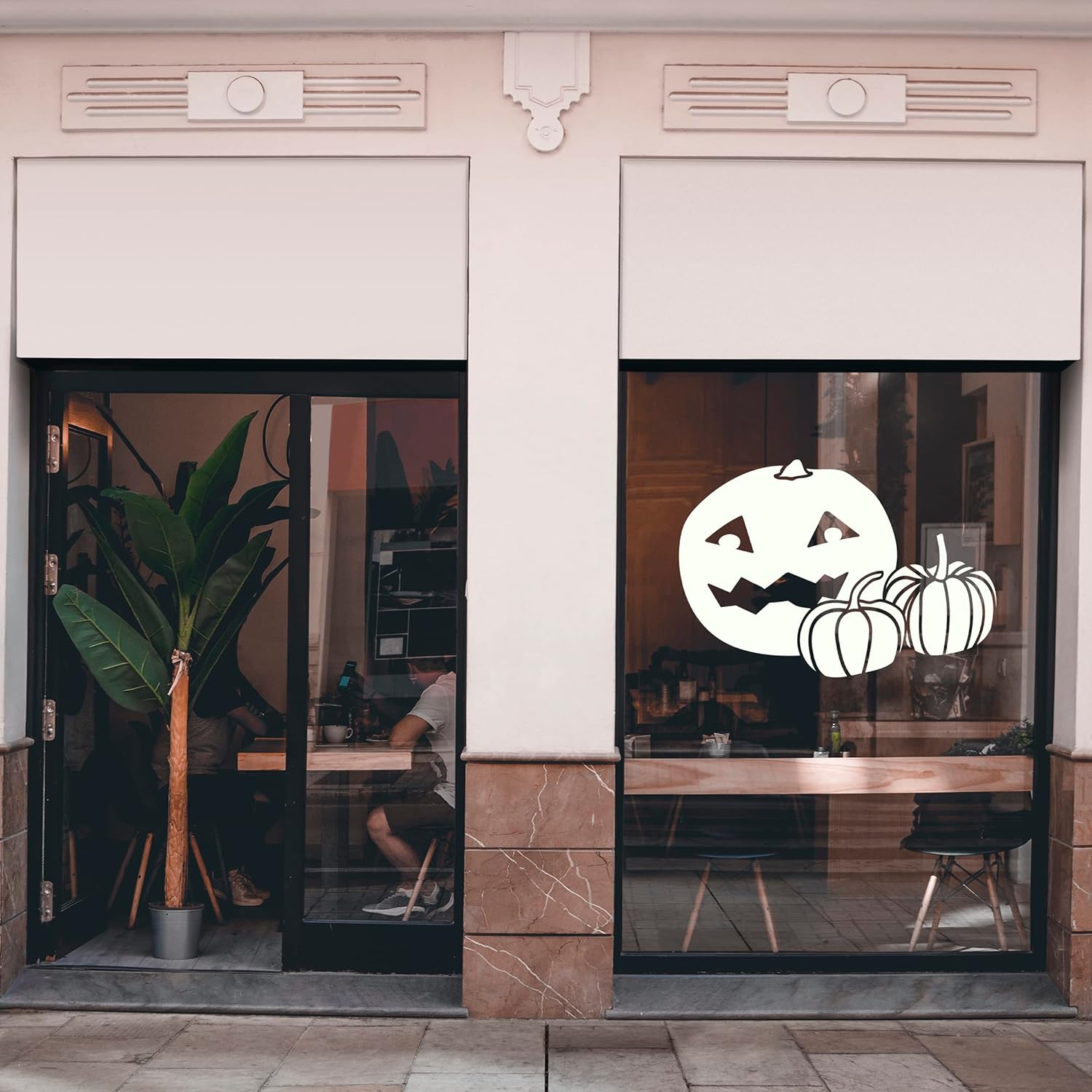 Halloween Color Outline Pumpkins with Smiling Pumpkin Face Decoration Sticker - Spooky Pumpkin Sticker Decals - Halloween Window Clings Dceal 57,5x35 inches inches