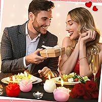 Vista 4 de Funnymoom 8 velas de San Valentín con forma de rosa, velas aromáticas de aromaterapia en forma de rosa para San Valentín, despedida de soltera