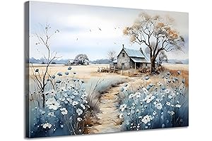 Framed Rustic Farmhouse Canvas Wall Art for Living Room