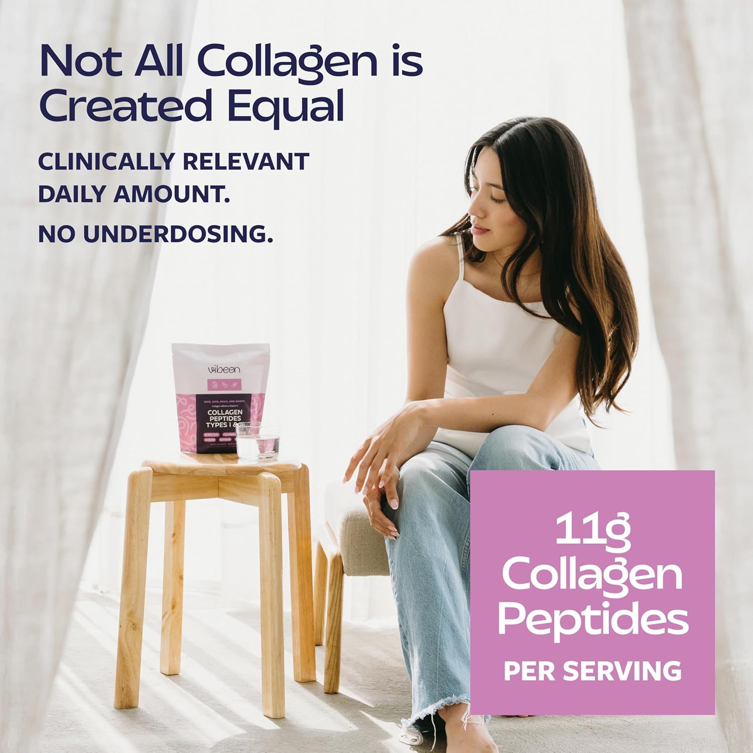 Hydrolyzed Collagen Peptides Powder Packets with Biotin & Vitamin C, 11g Collagen Per Serving Stick, Grass-Fed Bovine Type 1 and 3 Per Serving (Unflavored) (20 Servings)