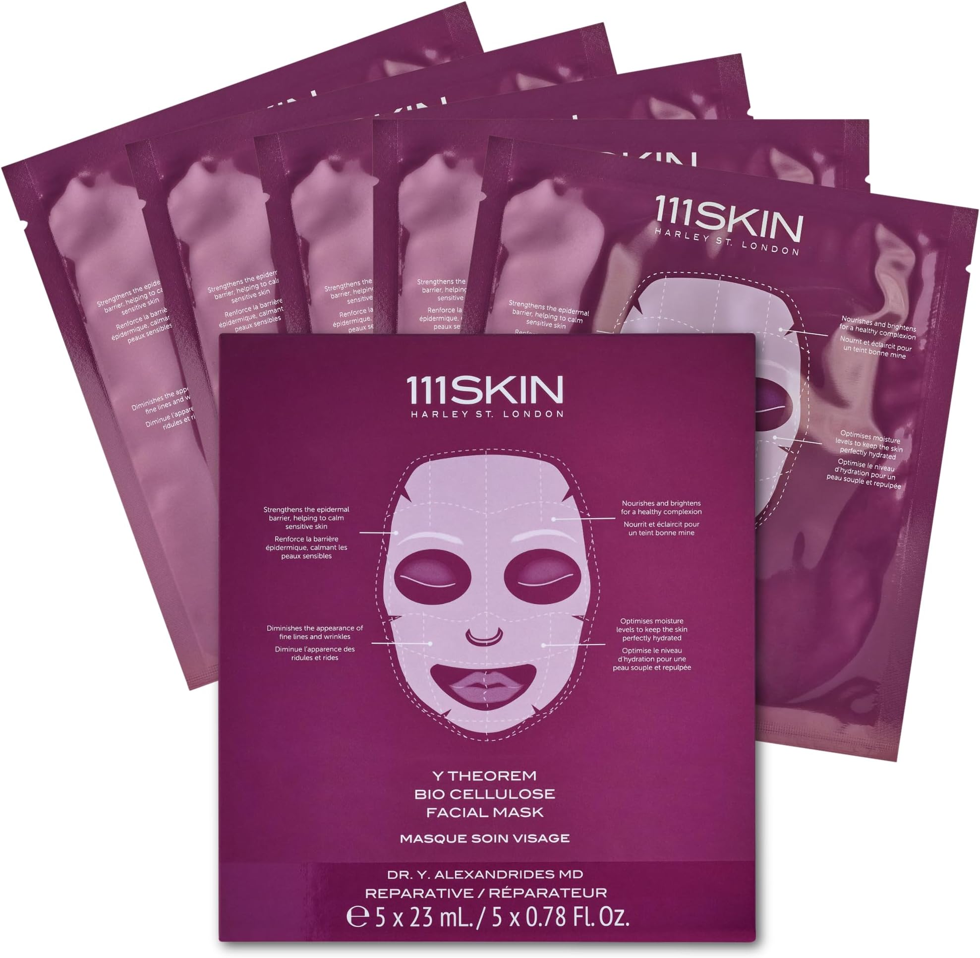 111SKIN Y Theorem Bio Cellulose Facial Mask for All Skin Types, Hydrating Fac...