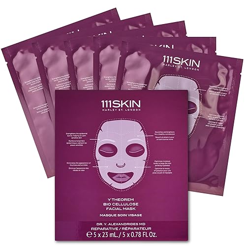 Miniatura 1 de 111SKIN Y Theorem - Mascarilla facial de celulosa biológica para todo tipo de piel, mascarilla hidratante con NAC Y2, ectoína y centella asiática,