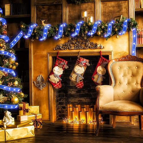 Miniatura 8 de Decoraciones de Navidad, 2.5 pulgadas x 33 pies, 100 luces LED para árbol de Navidad con control remoto, funciona con pilas y alimentado por USB, 8
