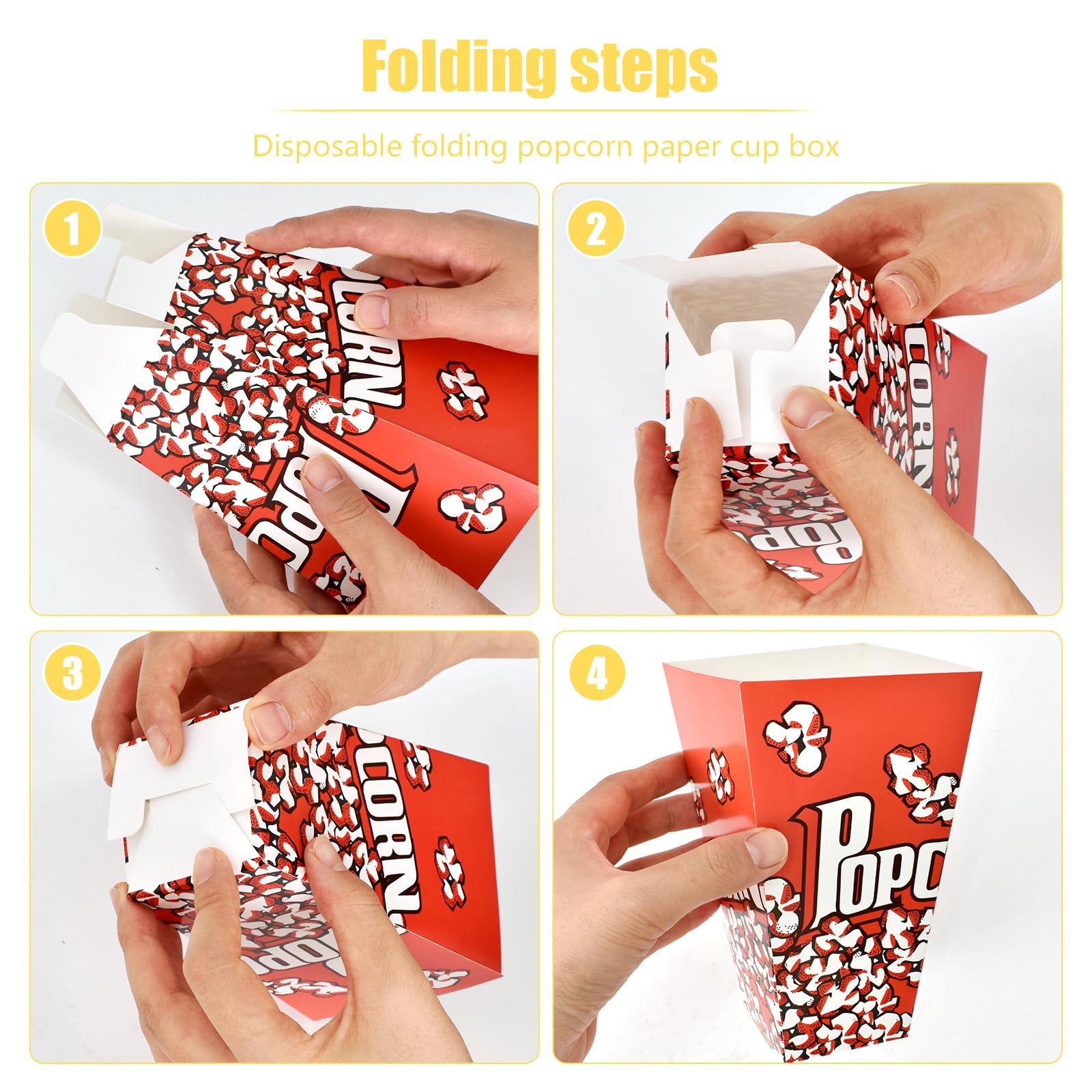 30 Scatoline Popcorn Per Feste - Confezioni Carta 28oz Per Cinema, Compleanni E Eventi - Foto 8