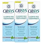 CloSYS Fluoride Free Toothpaste, 3.4 Ounce, Travel Size, Gentle Mint, TSA Compliant, Whitening, Enamel Protection, Sulfate Free (Pack of 3)