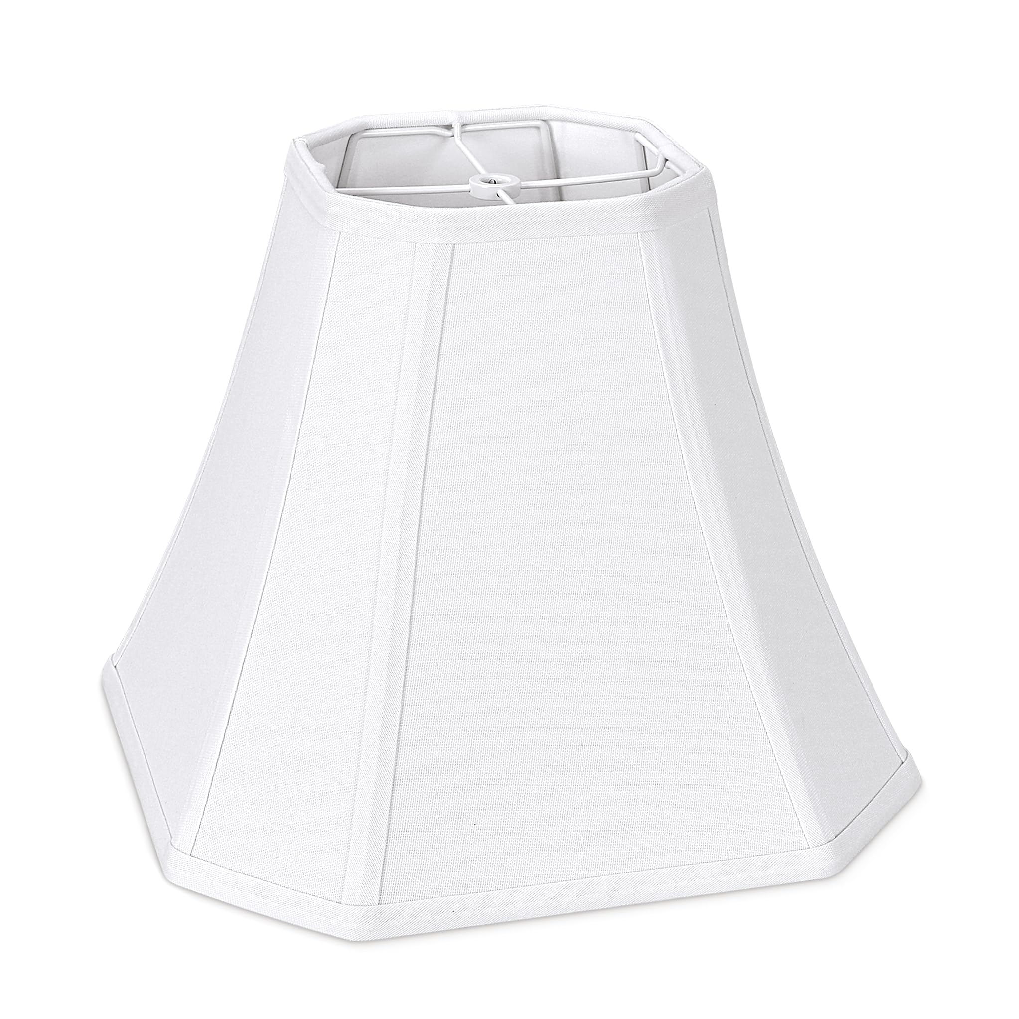 1-Pack White Square Cut Corner Lamp Shades, 6.5" Top × 13" Bottom × 10.6" Height, Spider Fitter – Medium Shade for Table Lamps, Foldable Bell Fabric Lampshade, Modern & Minimalist Home Decor.