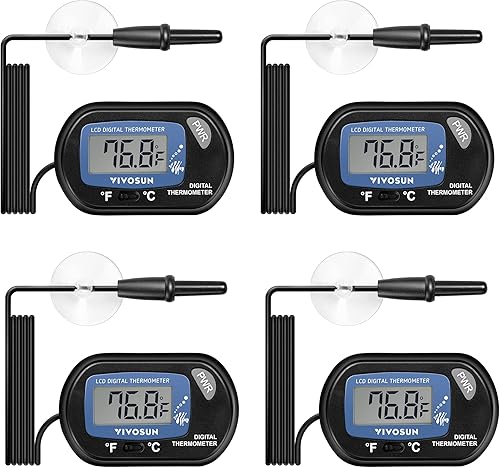 Miniatura 9 de VIVOSUN Termómetro digital LCD para acuario, tanque de peces, temperatura de terrario de agua con ventosa para tortuga, paquete de 1