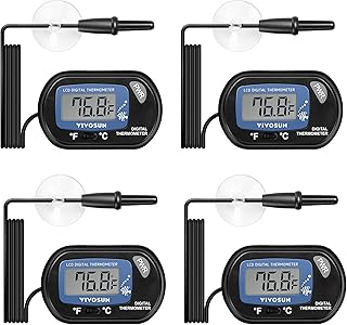 VIVOSUN 4-Pack LCD Digital Aquarium Thermometer Fish Tank Water Terrarium Temperature with Suction Cup for Turtle