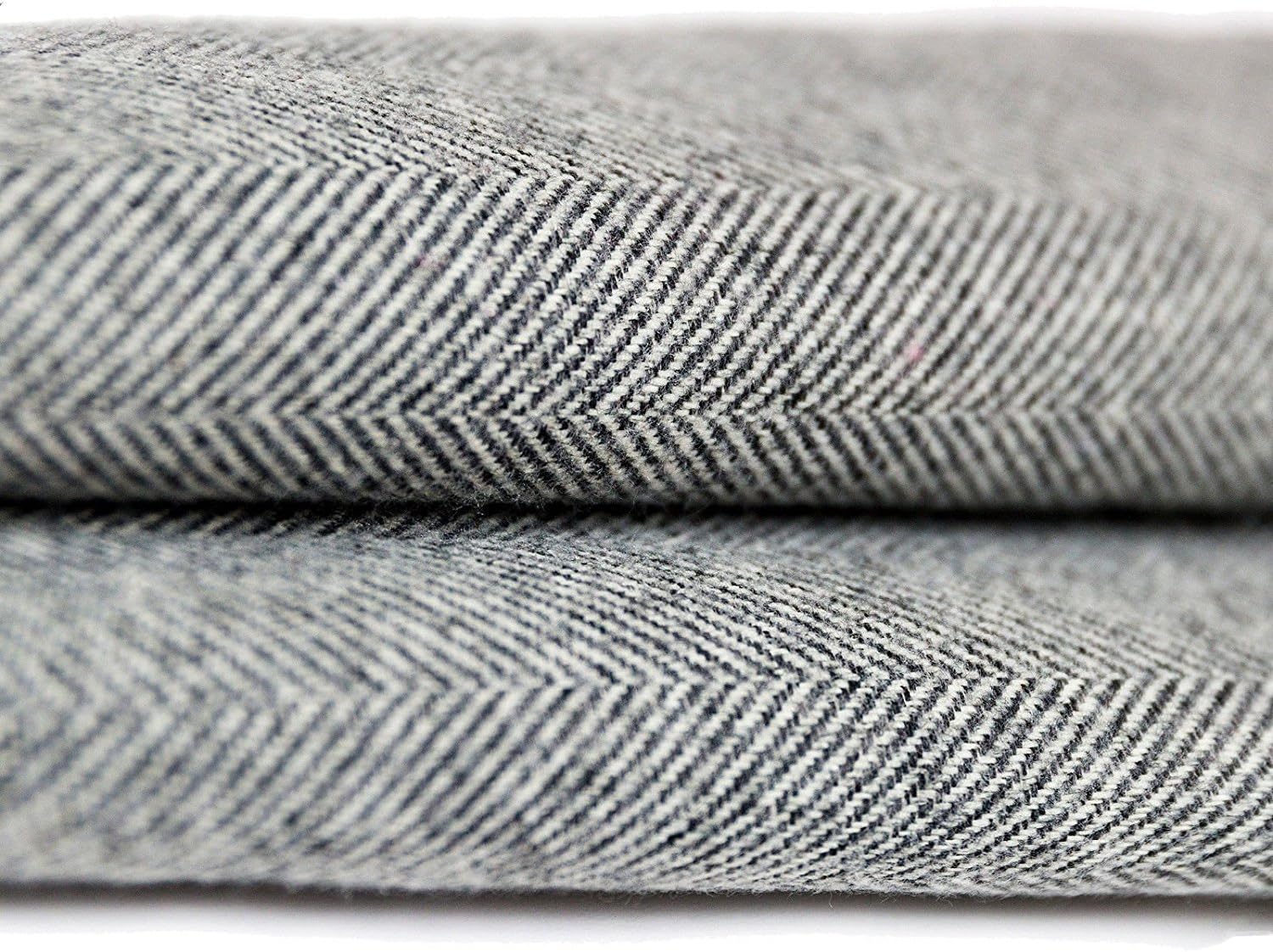 McAlister Textiles Plain Grey Herringbone Fabric by The Metre for Sewing Curtain and Upholstery Material 140cm Width - Herringbone Design