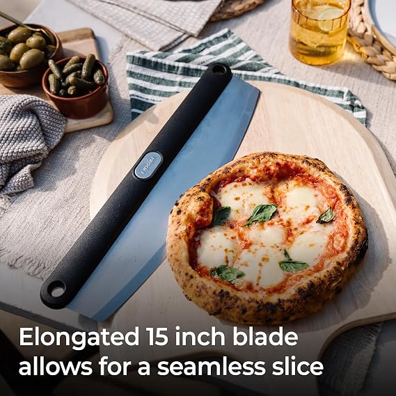 Everdure Pizza Rocker - Powerful One-Cut Stainless Steel Blade, Durable and Comfortable Grip, Dishwasher Safe Ideal Pizza Cutter for Pizza Lovers, Chefs, Cooks, Bakers