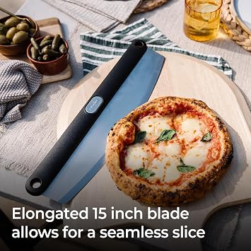 Everdure Pizza Rocker - Powerful One-Cut Stainless Steel Blade, Durable and Comfortable Grip, Dishwasher Safe Ideal Pizza Cutter for Pizza Lovers, Chefs, Cooks, Bakers