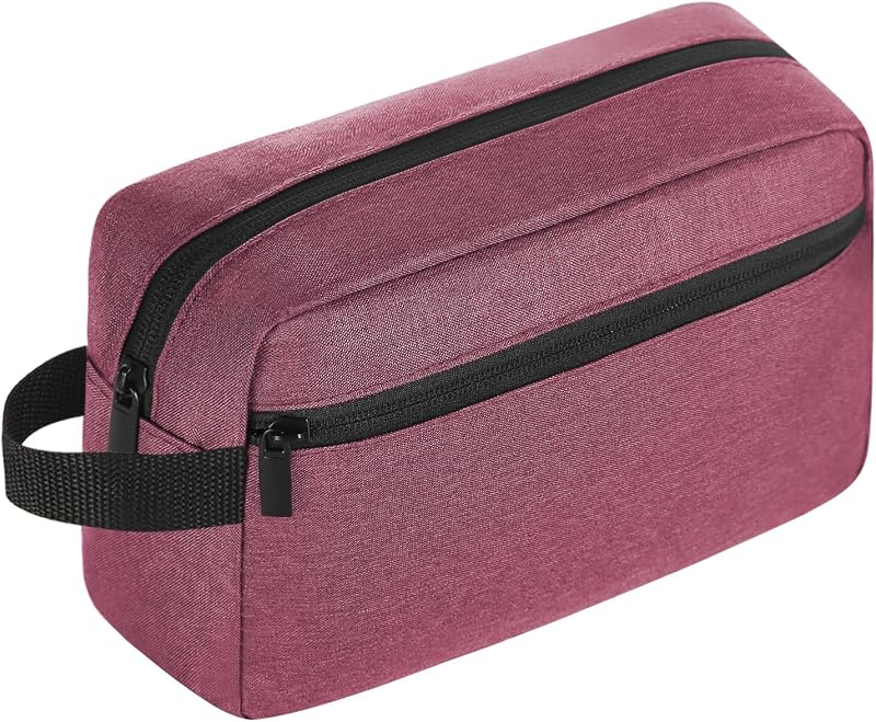 Necessaire de viagem Icramsy com gancho e bolso lateral, vermelho-arroxeado